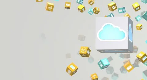 Cloud data 3d rendering for technology content. Stock Photos