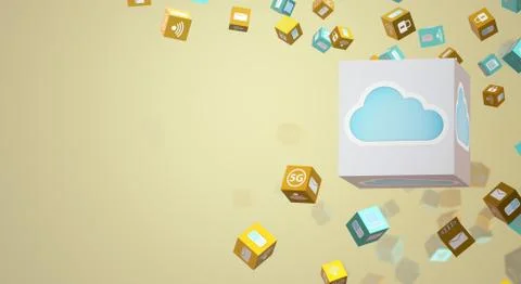 Cloud data 3d rendering for technology content. Stock Photos