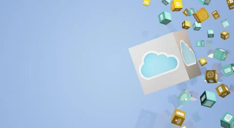 Cloud data 3d rendering for technology content. Stock Photos