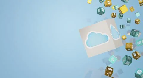 Cloud data 3d rendering for technology content. Stock Photos