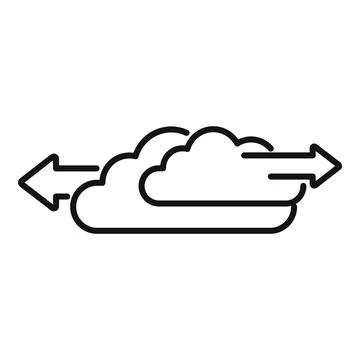 Cloud data ambiguity icon outline vector. Thinking choice Illustrazione stock