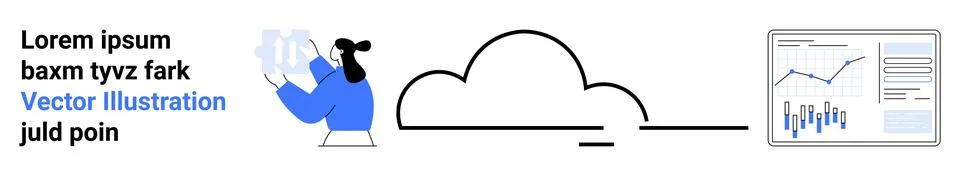 Cloud Data Analysis Featuring Charts and Illustrations 스톡 일러스트