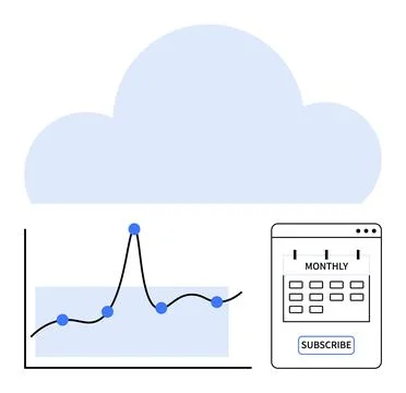 Cloud Data Analysis with Subscription and Monthly Metrics Tracking Stock Illustration