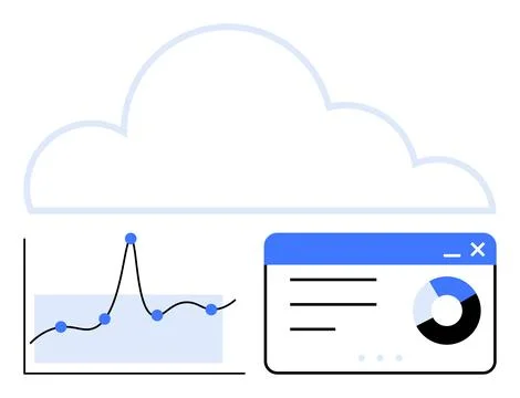 Cloud Data Analytics Chart and Dashboard for Business Insights and Growth Stock Illustration