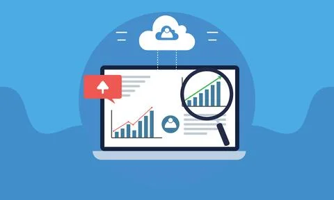 Cloud Data Analytics Dashboard with Business Growth Charts and Search Optim.. 스톡 일러스트