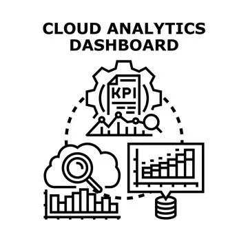 Cloud data analytics dashboard optimizing business performance 스톡 일러스트