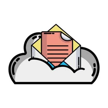 Cloud data and card with document information 스톡 일러스트