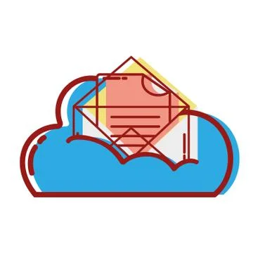 Cloud data and card with document information Illustrazione stock
