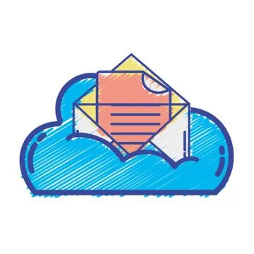 Cloud data and card with document information Illustrazione stock