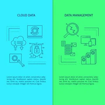 Cloud data and data management banner templates Stock Illustration