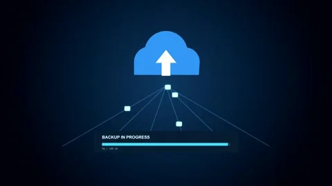 Cloud data backup and server upload animation Stock Footage 347390875