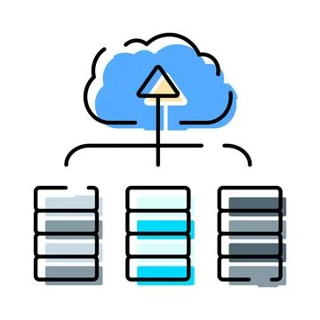 Cloud data backup and storage server icon Stock Illustration