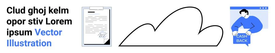 Cloud Data Backup with Document Security and User Interface Stock Illustration