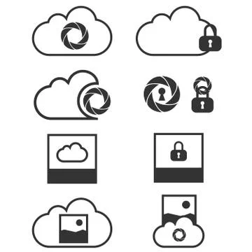Cloud data backup icons Illustrazione stock