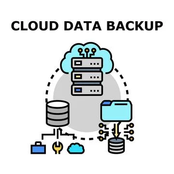 Cloud data backup storage and networking concept Stock Illustration