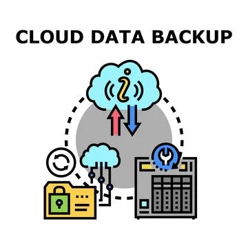 Cloud data backup transferring, protecting and storing information 스톡 일러스트