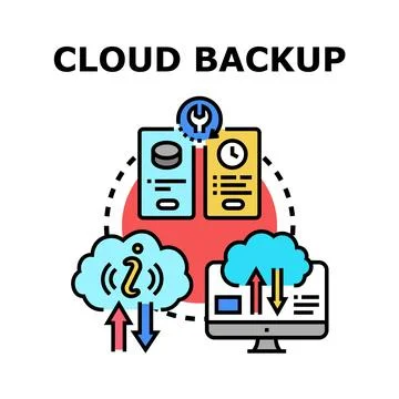 Cloud data backup transferring, protecting and storing information 스톡 일러스트