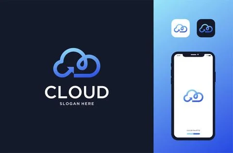 Cloud data base logo design inspirations Stock Illustration