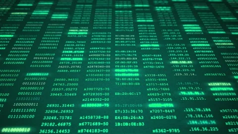 Cloud Data-Based Digital Matrix with Binary Code Stock Footage 296478133
