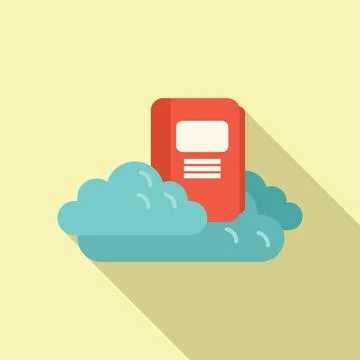 Cloud data book icon flat vector. Online store Illustrazione stock