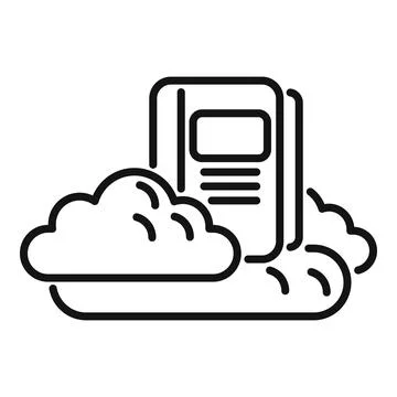 Cloud data book icon outline vector. Online store Stock Illustration