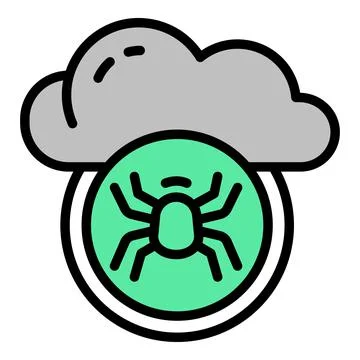 Cloud data bug icon outline vector. Internet security Illustrazione stock