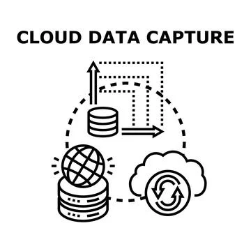 Cloud data capture concept recognizing worldwide data storage 스톡 일러스트