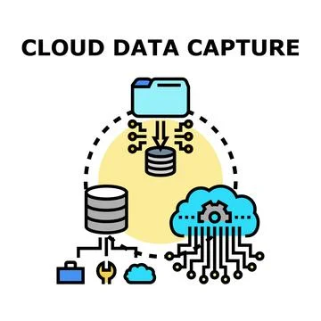Cloud data capture storing and processing information Stockillustratie