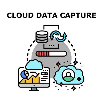 Cloud data capture storing digital information technology Stock Illustration