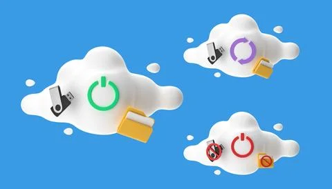 Cloud data center 3d illustration set Stock Illustration