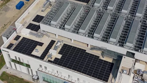 Cloud Data Center Aerial View Near Milan Italy Enterprise Digital Infrastructure Stock Footage 343892595