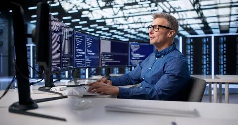 Cloud Data Center Engineer Securing Business Operations From Cyber Attacks Foto stock