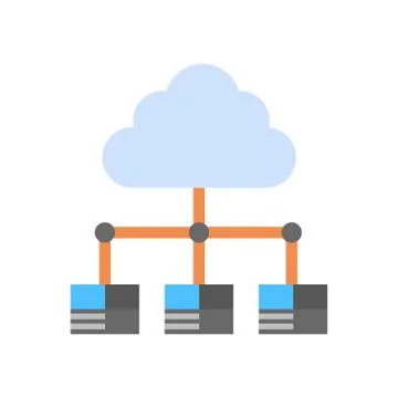 Cloud Data Center Icon Computer Connection Hosting Server Database Synchronize Illustrazione stock