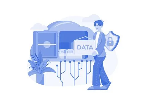 Cloud Data Center Illustration concept on white background Stock Illustration