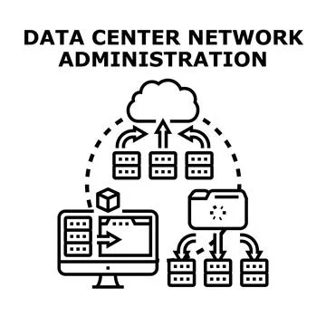 Cloud data center network administration concept managing server infrastructu イラスト素材