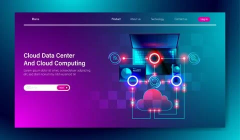Cloud data center service and Cloud computing online storage technology Stock Illustration