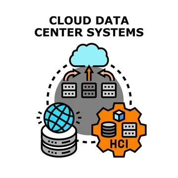 Cloud data center systems networking and infrastructure concept Stock Illustration