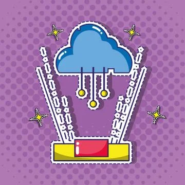 Cloud data center technology patch sticker イラスト素材