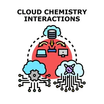 Cloud data chemistry interacting global network infrastructure イラスト素材