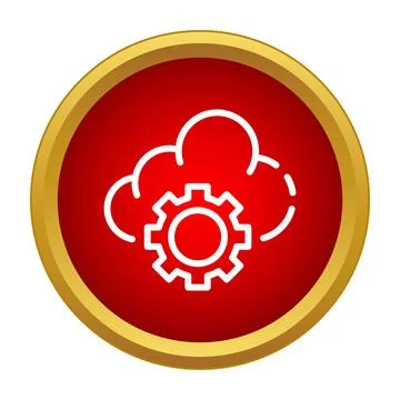 Cloud data computing management gear icon button Ilustração Stock
