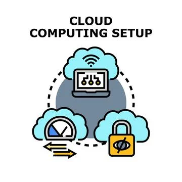 Cloud data computing setup with internet security accessing イラスト素材