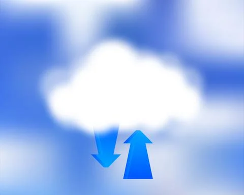 Cloud data Computing, storage. Cloud technology. Data transfer. 스톡 일러스트