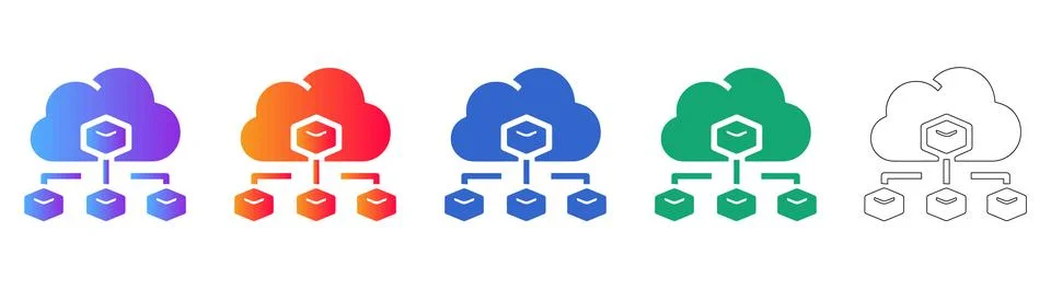 Cloud Data Distribution and Network Icons Illustrazione stock
