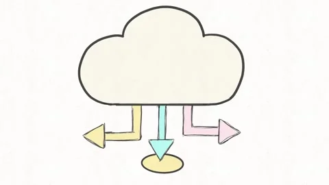 Cloud Data Distribution with Multiple Arrows Stock Footage 342018441