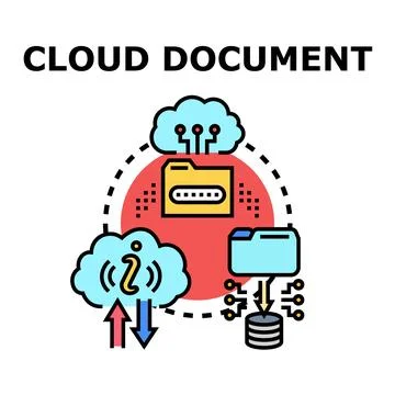 Cloud data document storing information access concept Stock Illustration