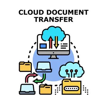 Cloud data document transfer storage concept 库存插图