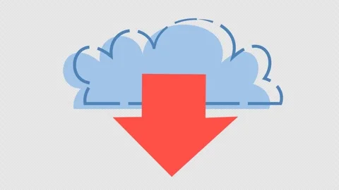 Cloud data download icon in cartoon animation. Access database server file Stock Footage 311388519