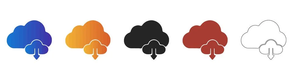 Cloud data download icon for file transfer Stock Illustration