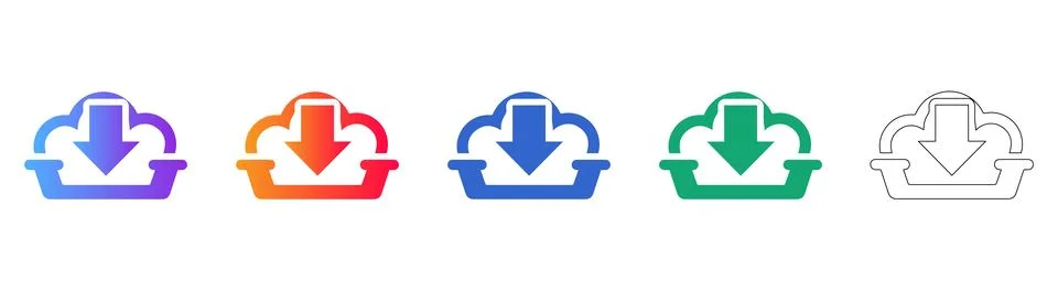 Cloud Data Download Storage Icons Stock Illustration