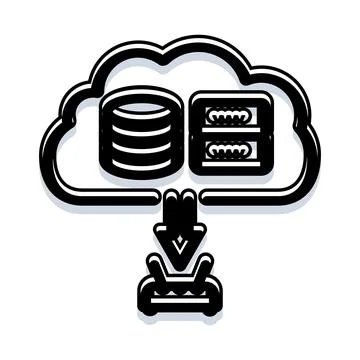 Cloud data downloading to local server icon Stock Illustration